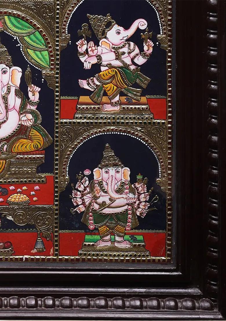 Ashta Ganesha Tanjore Painting 24K Gold