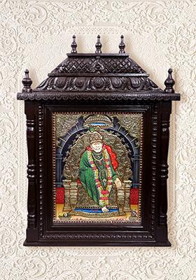 Shirdi Sai Baba Tanjore Painting 24K Gold