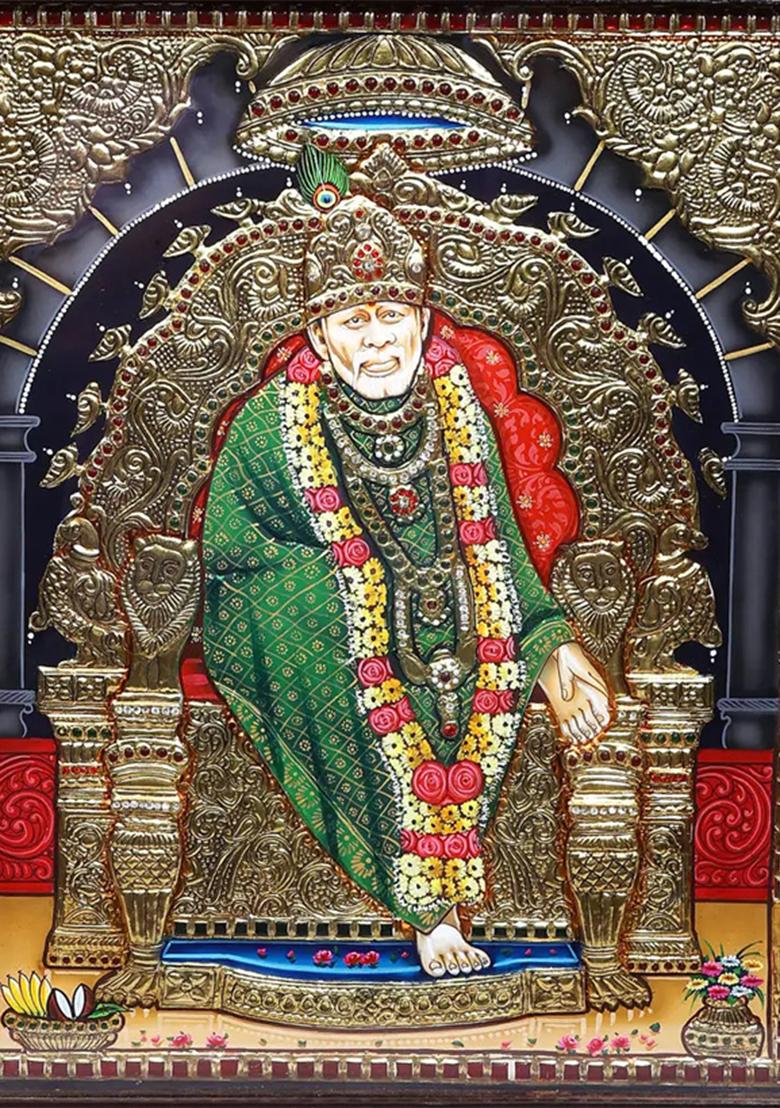 Shirdi Sai Baba Tanjore Painting 24K Gold