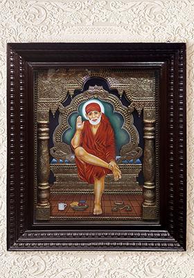 Shirdi Sai Baba Tanjore Painting 24K Gold
