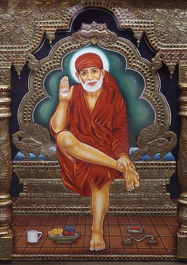 Shirdi Sai Baba Tanjore Painting 24K Gold