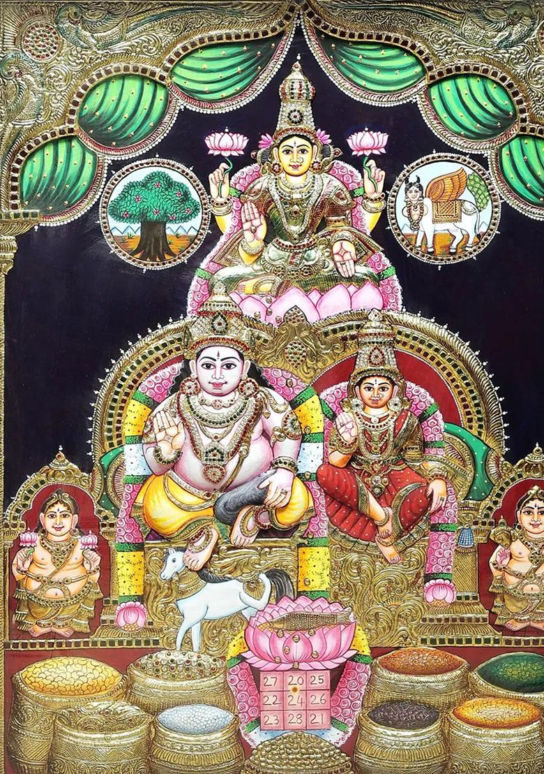 Kubera And Lakshmi Tanjore Painting