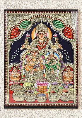 Kubera Lakshmi Tanjore Painting 24K Gold