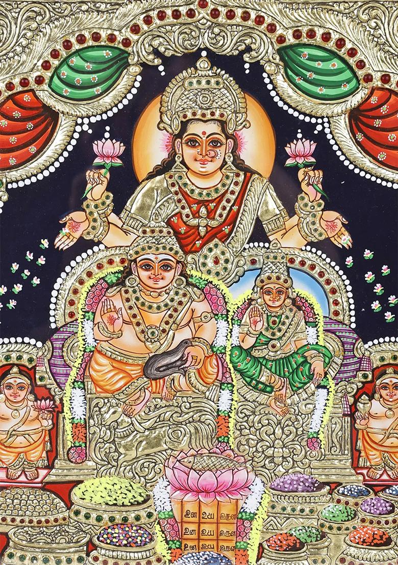 Kubera Lakshmi Tanjore Painting 24K Gold