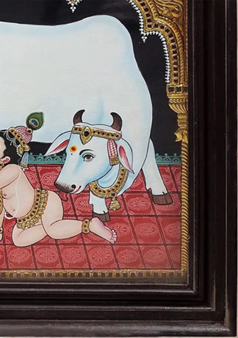 Butter Krishna Yashoda Tanjore Painting 24K Gold