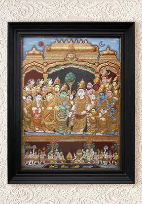 Goddess Meenakshi Kalyanam Tanjore Painting 24K Gold