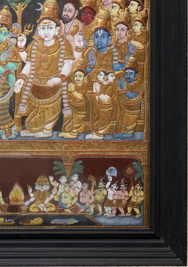 Goddess Meenakshi Kalyanam Tanjore Painting 24K Gold