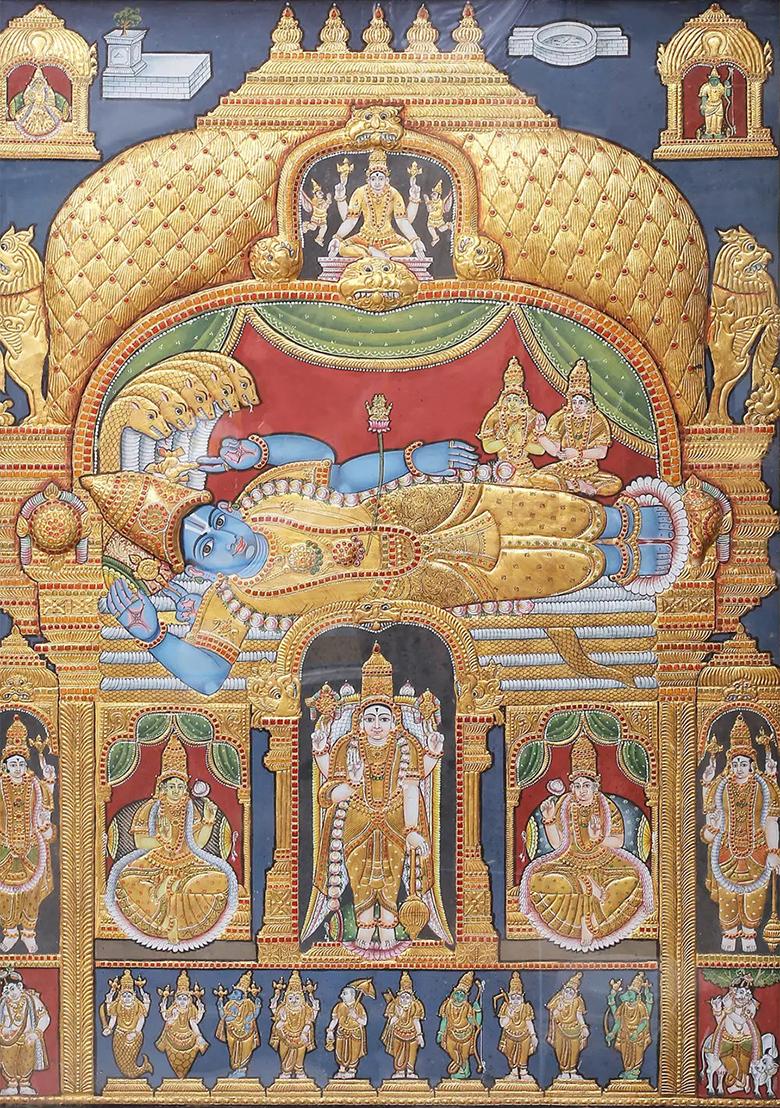 Shri Ranganatha Swamy Tanjore Painting 24K Gold