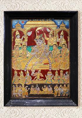 Darbar Krishna Tanjore Painting Royal 24K Gold