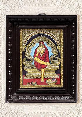 Shirdi Sai Baba Tanjore Painting Handmade Traditional Art With Gold
