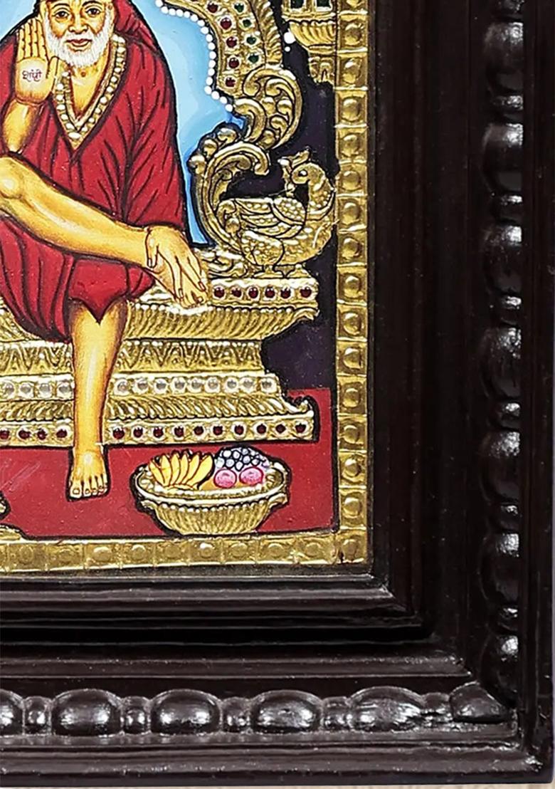 Shirdi Sai Baba Tanjore Painting Handmade Traditional Art With Gold