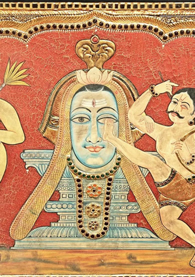 Large Bhakta Kannappa Tanjore Painting