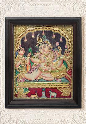 Navaneeta Krishna Tanjore Painting Art With 24K Gold