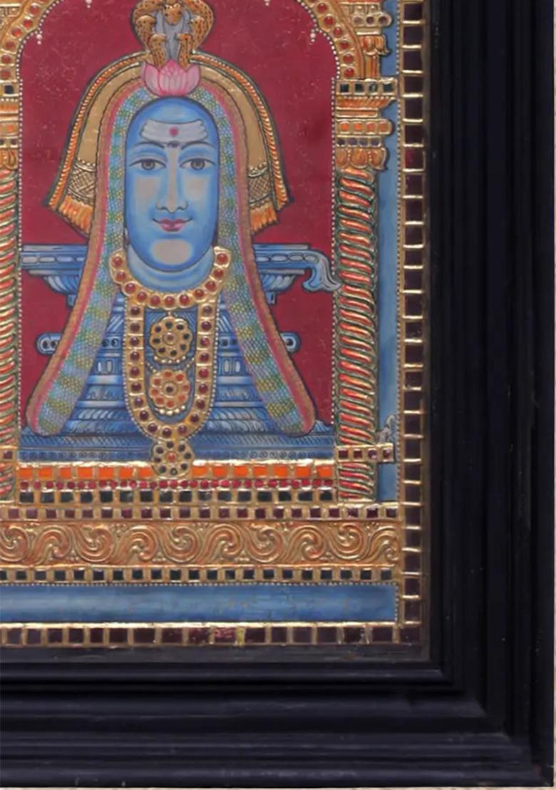 Large Bhagawan Shiva With Devi Parvati Tanjore Painting Divine Art With 24K Gold