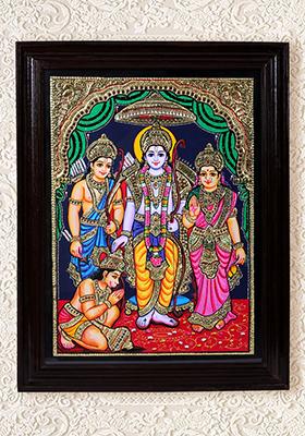 Ram Darbar Tanjore Painting Art With 24K Gold
