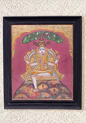 Dakshinamurti Shiva Tanjore Painting Art With 24K Gold 
