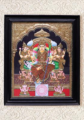 Goddess Rajarajeshwari Tanjore Painting Art With 24K Gold