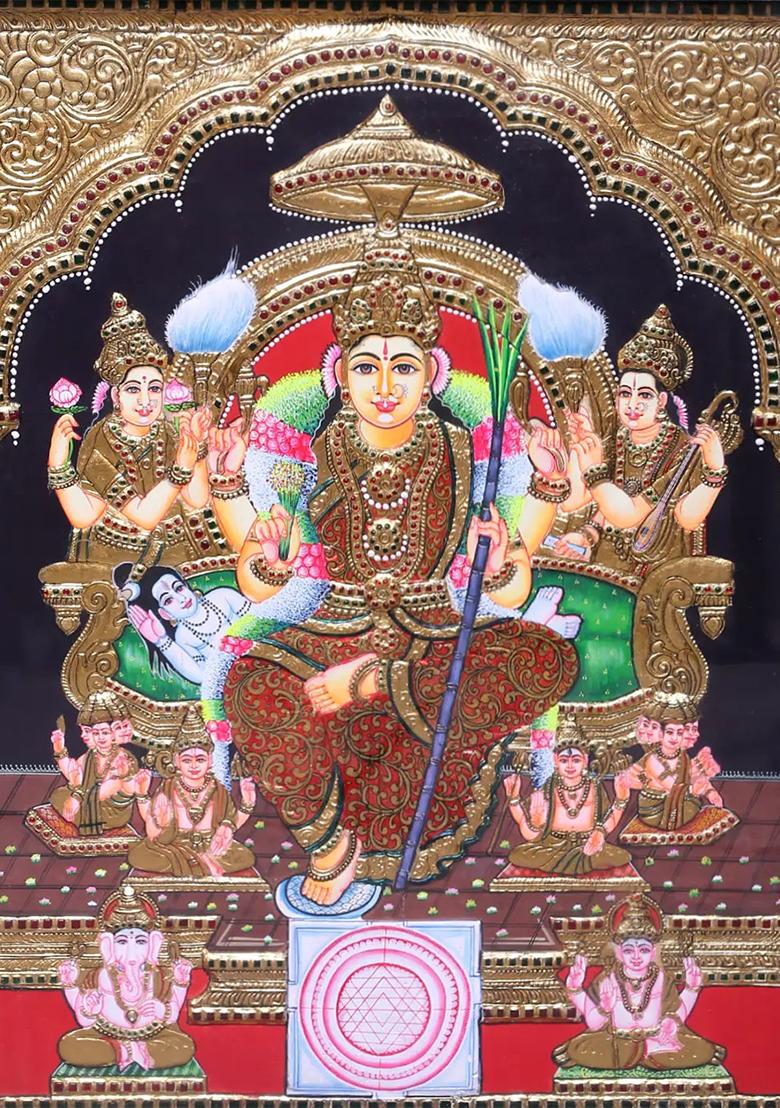 Goddess Rajarajeshwari Tanjore Painting Art With 24K Gold