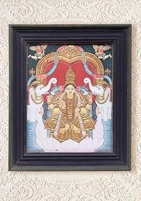 Padmasana Gajalakshmi Tanjore Painting