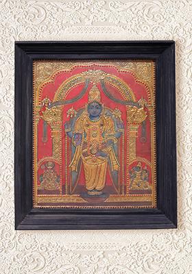 Large Standing Lord Vishnu Tanjore Painting