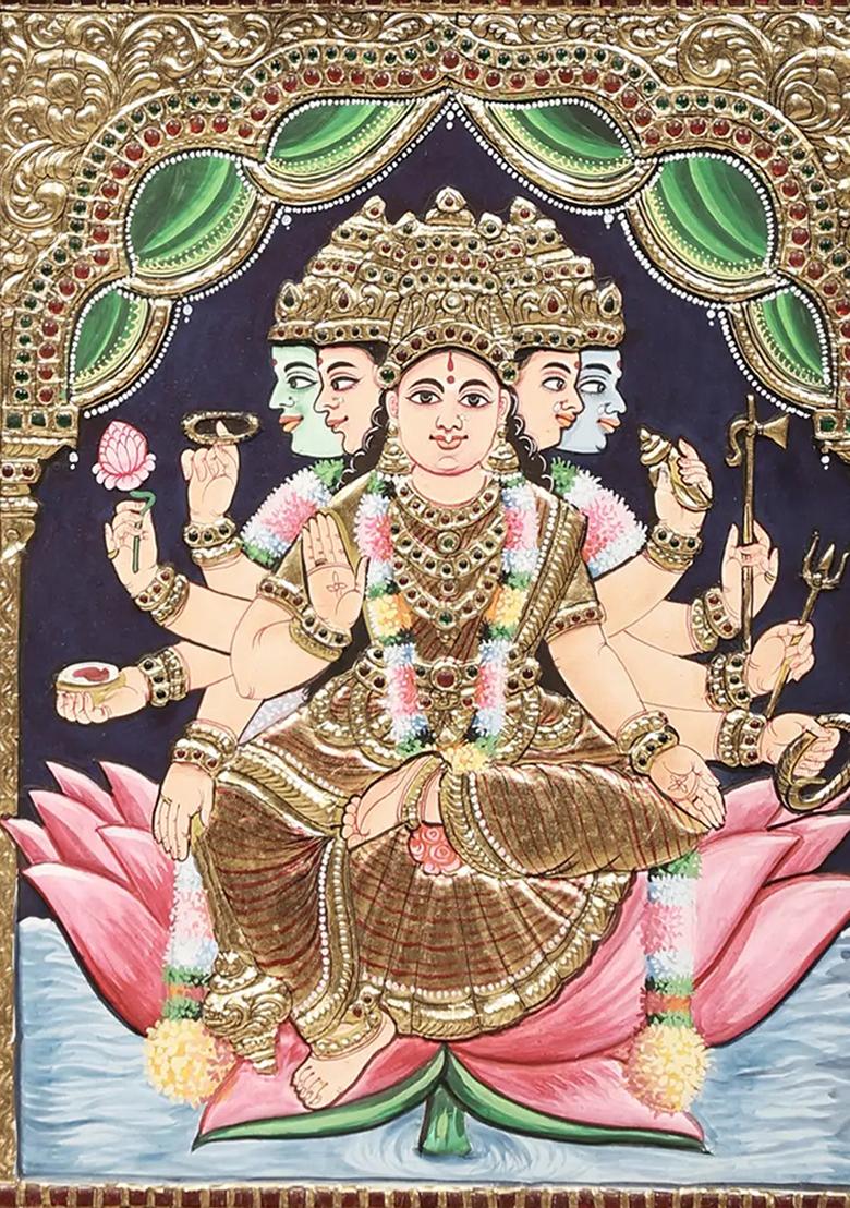 Goddess Gayatri Devi Tanjore Painting