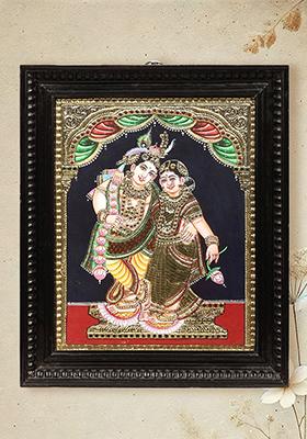 Radha Krishna Tanjore Painting 24K Gold