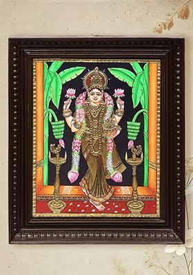 Devi Lakshmi Tanjore Painting 24K Gold