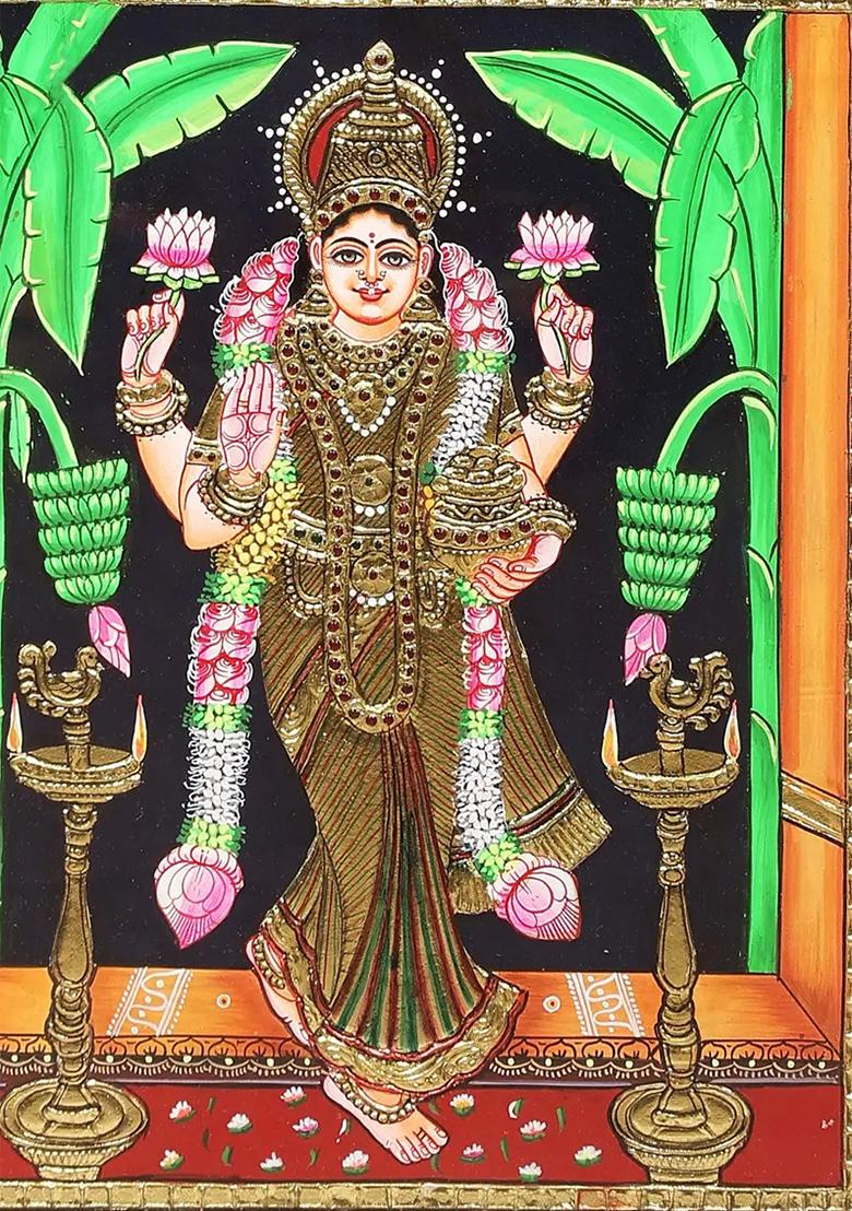 Devi Lakshmi Tanjore Painting 24K Gold