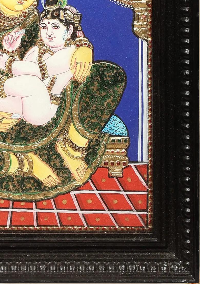 Maiya Yashoda With Bal Krishna Tanjore Painting 24K Gold
