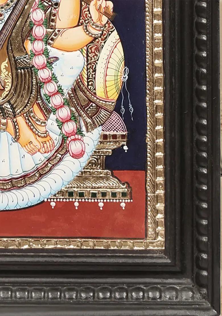 Devi Saraswati Tanjore Painting 24K Gold