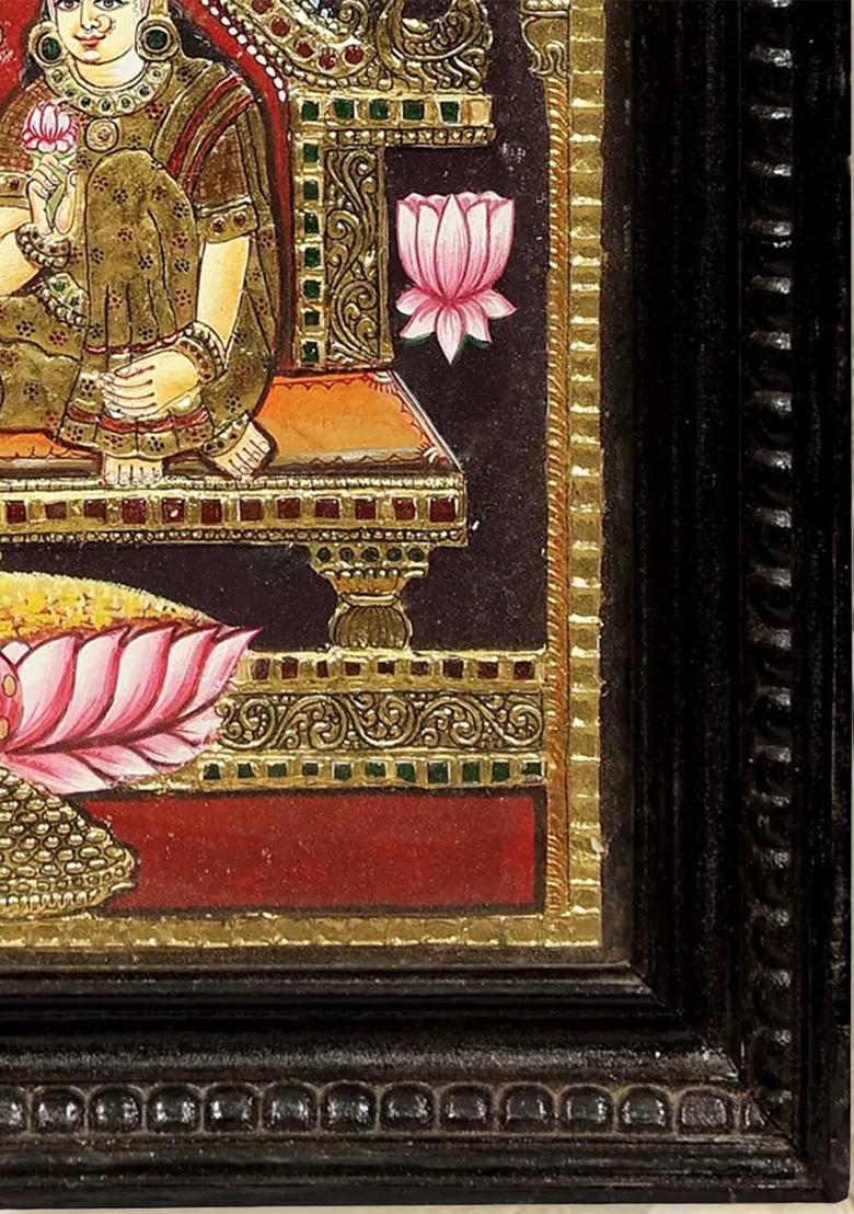 Lakshmi, Kubera, And Bhadra Tanjore Painting