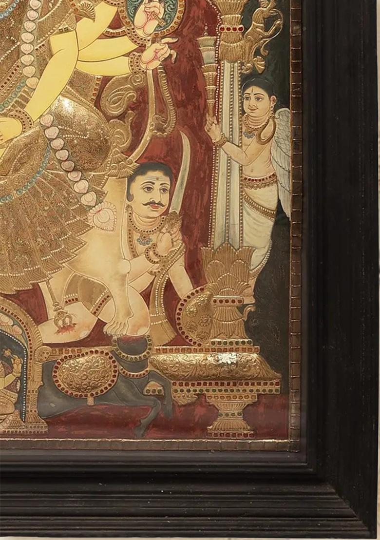 Majestic Goddess Durga Tanjore Painting