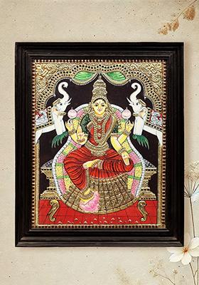 Radiant Gajalakshmi Tanjore Painting