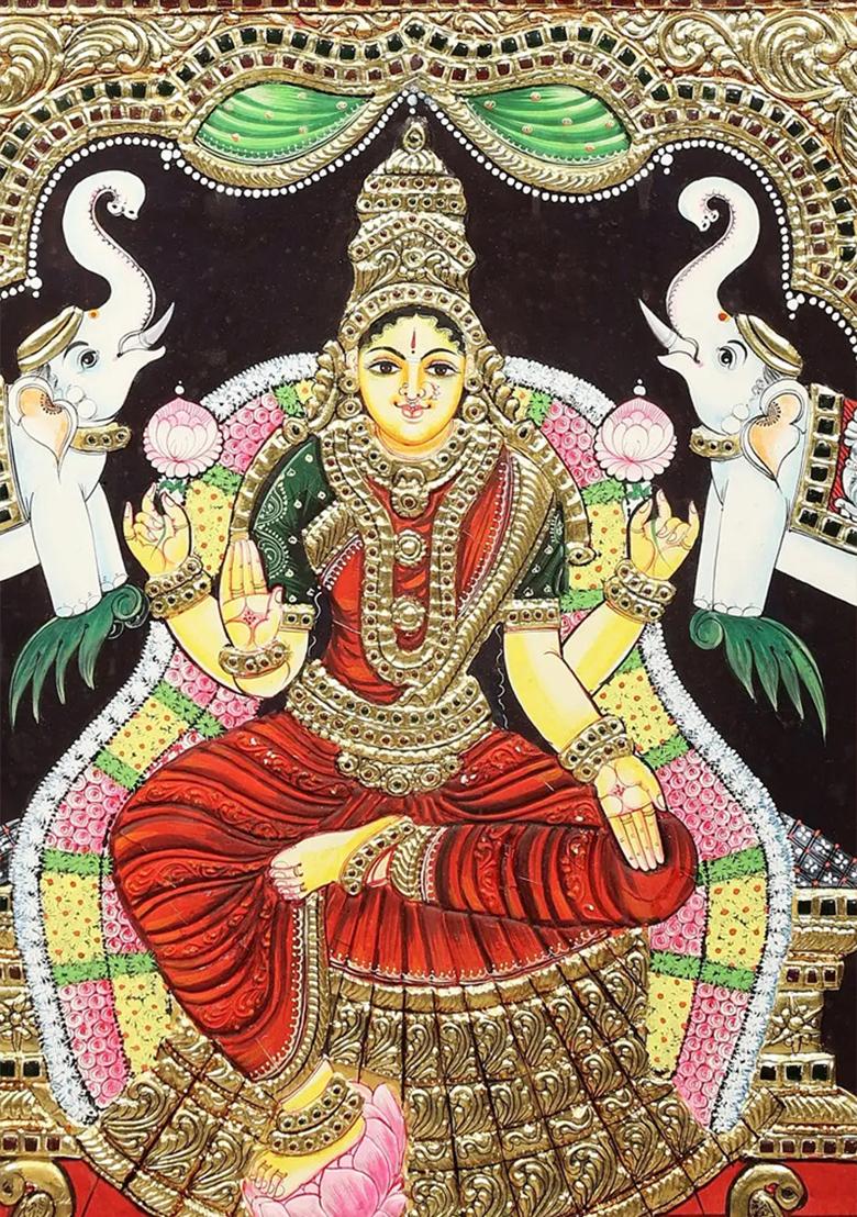 Radiant Gajalakshmi Tanjore Painting