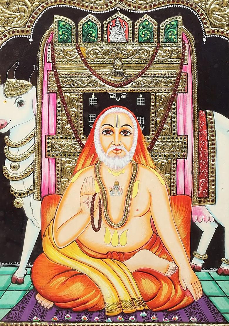 Divine Raghavendra Swamy Tanjore Painting