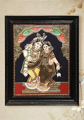 Eternal Love Of Radha Krishna Tanjore Painting