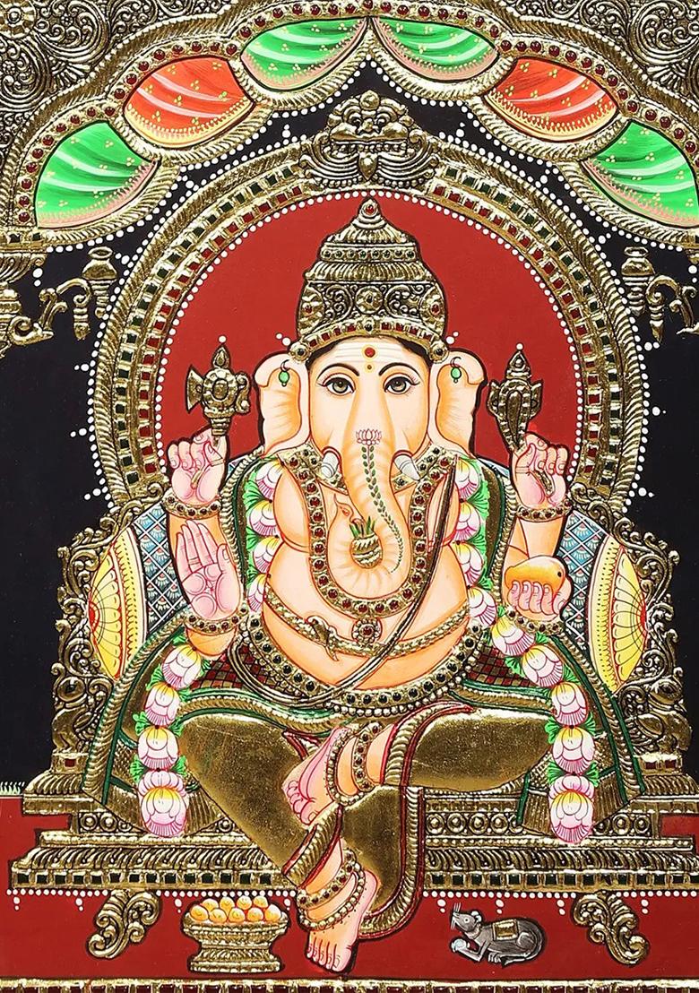 Graceful Radha Krishna Tanjore Painting