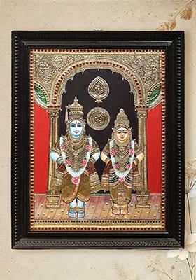 Majestic Lakshmi Narasimha Tanjore Painting