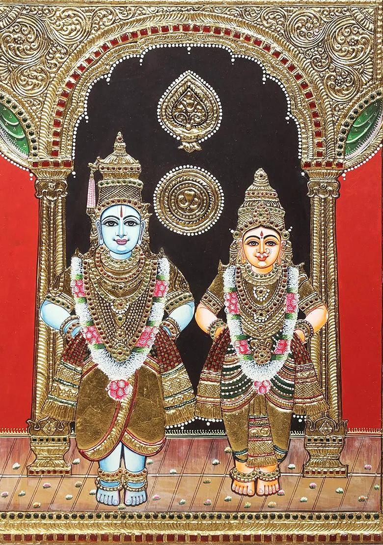 Majestic Lakshmi Narasimha Tanjore Painting