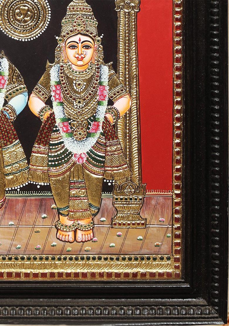 Sacred Lord Vitthal And Rukmini Tanjore Painting