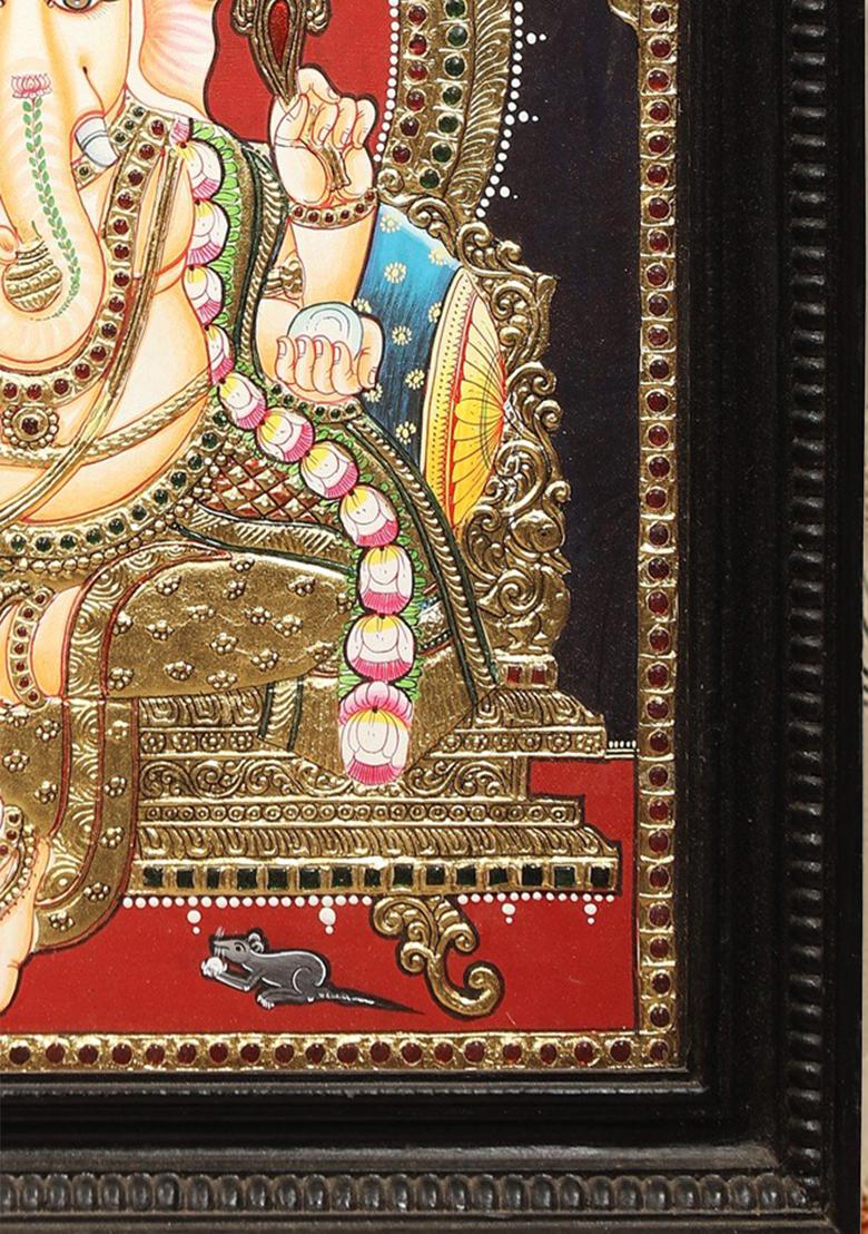 Divine Lord Ganesha Tanjore Painting
