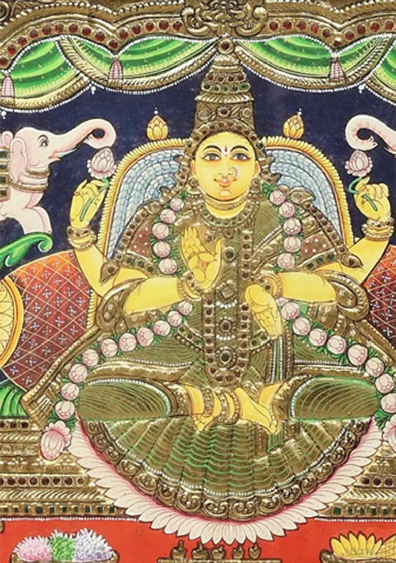 Graceful Gajalakshmi Tanjore Painting