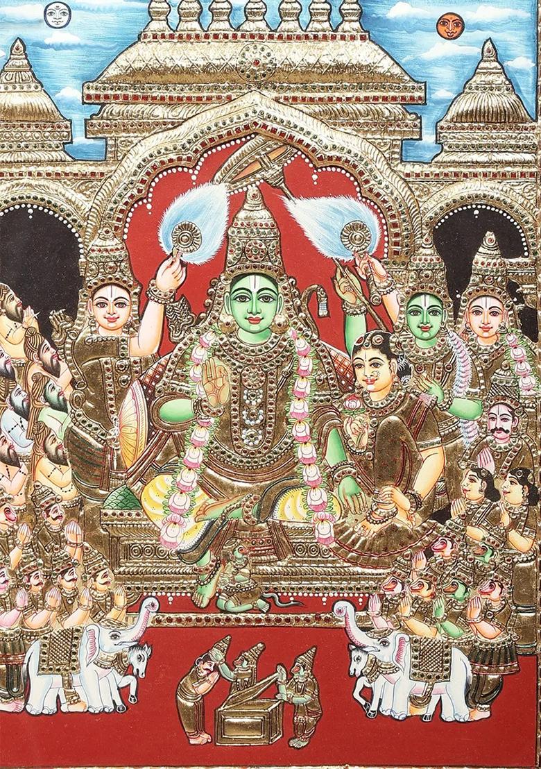 Magnificent Ram Darbar Tanjore Painting