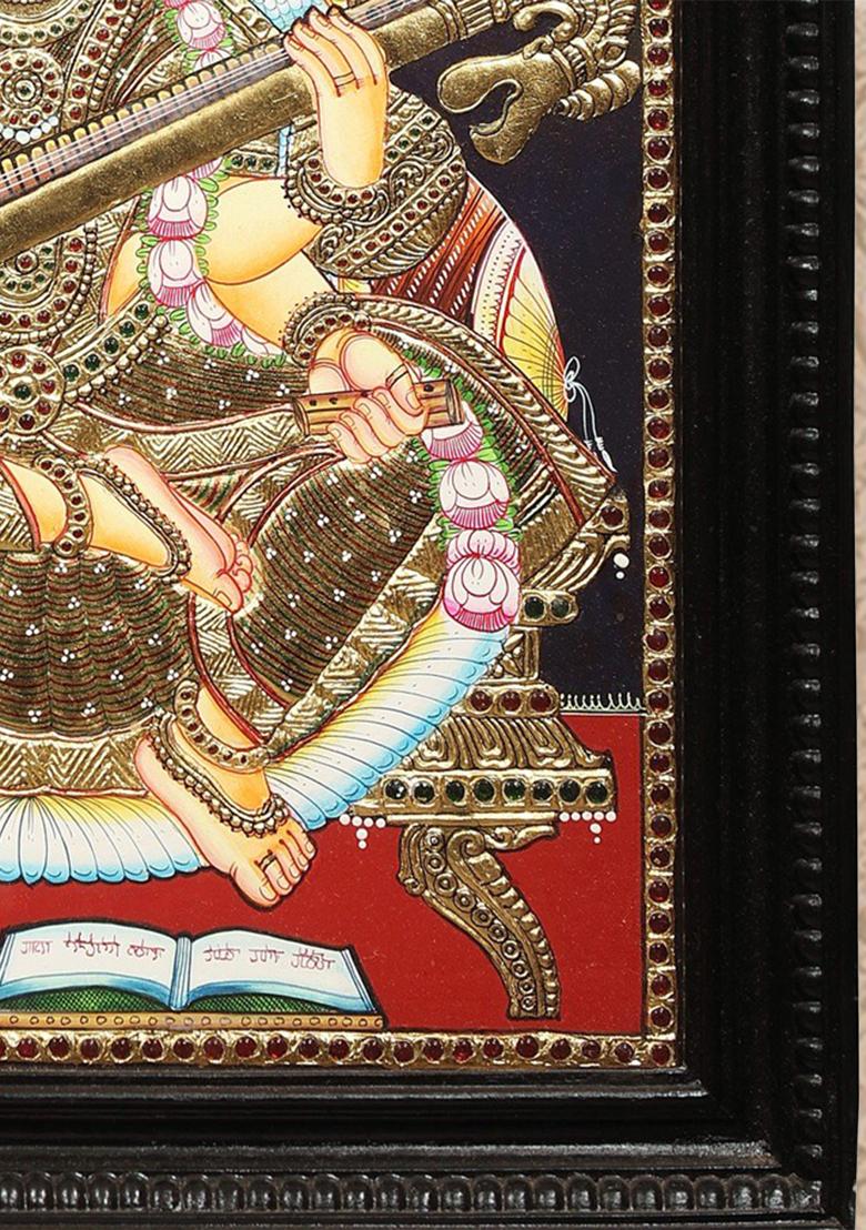 Elegant Devi Saraswati Tanjore Painting