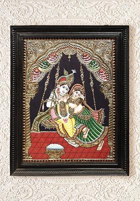 Enchanting Radha Krishna Tanjore Painting