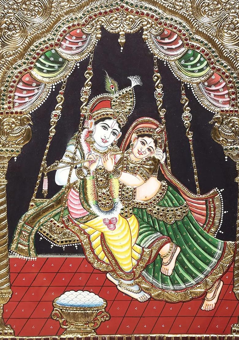 Enchanting Radha Krishna Tanjore Painting