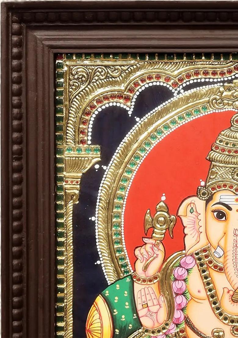 Divine Lord Ganesha Tanjore Painting