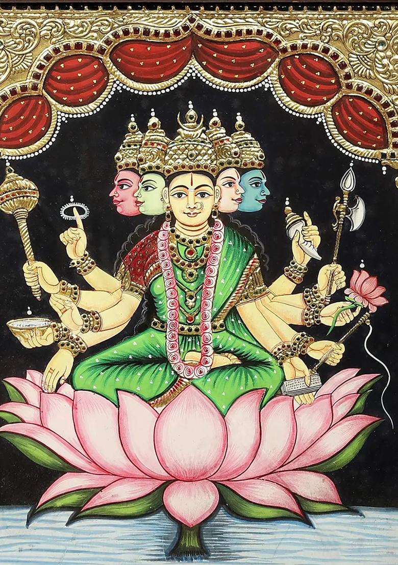 Goddess Gayatri Devi Tanjore Painting
