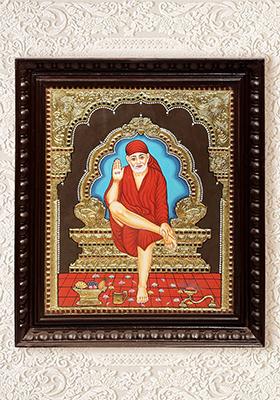 Divine Blessings Shirdi Sai Baba Tanjore Painting