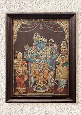 Majestic Presence Lord Rama Tanjore Painting